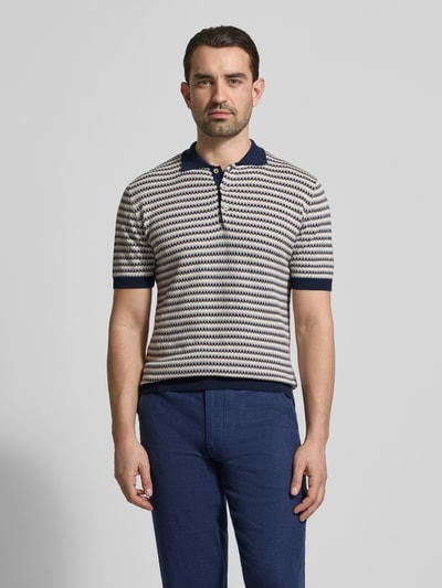 Manuel Ritz Regular Fit Poloshirt im Allover-Look mit Knopfleiste Marine 4