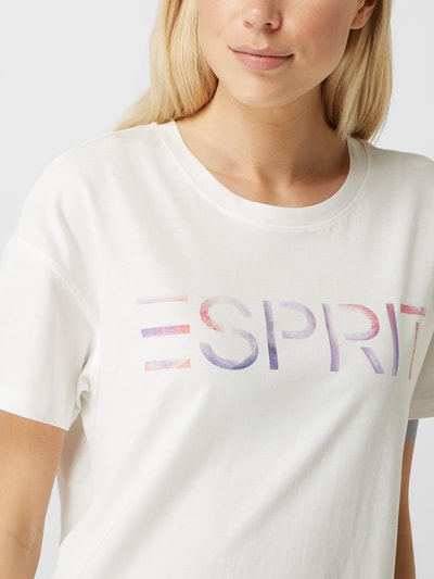 Esprit T-shirt z nadrukiem z logo  Złamany biały 3