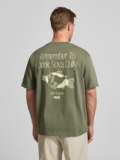 WOODBIRD T-shirt met labelprint, model 'Baine' Groen - 5