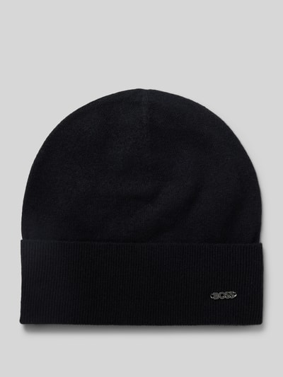 BOSS Beanie met labelapplicatie, model 'Lari' Zwart - 1