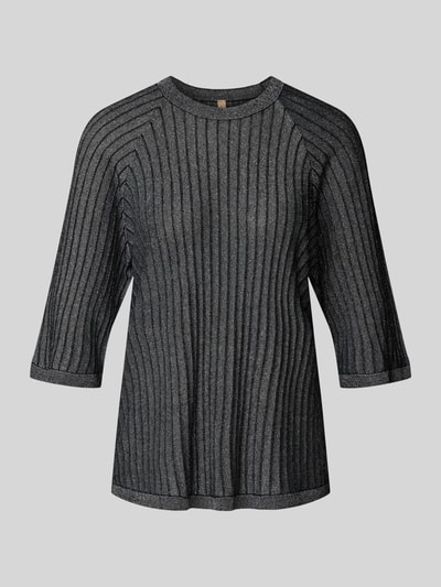 Soyaconcept Sweter z dzianiny z prążkowanymi wykończeniami model ‘VIOLETTA’ Metaliczny czarny 2