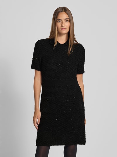 Marc Cain Knielange jurk met alpaca en pailletten Zwart - 4