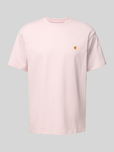 Carhartt Work In Progress T-Shirt mit Logo-Stitching Modell 'CHASE' Hellrosa 2