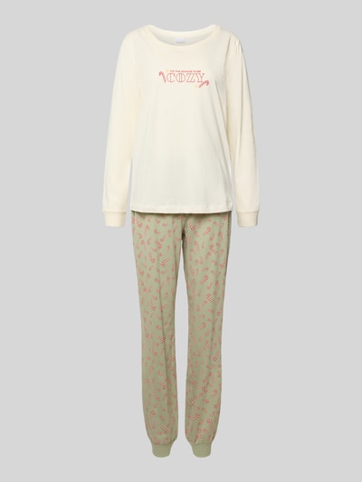 LASCANA Pyjama mit Statement-Print Hellgruen 1