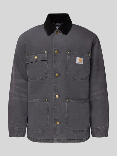 Carhartt Work In Progress Regular fit jack met platte kraag, model 'Chore' Antraciet - 2