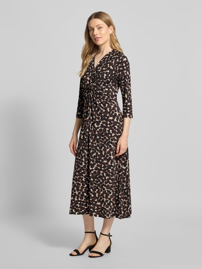Betty Barclay Midi-jurk met V-hals en knoopdetail Donkerbruin - 1