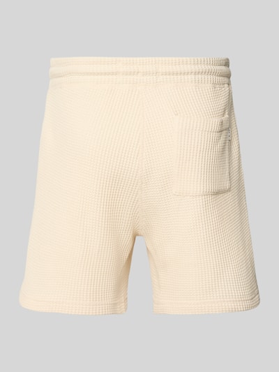 Produktfoto, Straight Fit Badeshorts mit Strukturmuster Modell 'Ocsar' von Shiwi aus Baumwoll-Mix, Gesäßtasche, elastischer Bund mit Tunnelzug.
