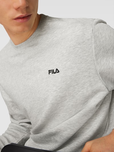 FILA Sweatshirt met labelstitching, model 'BRUSTEM CREW' Lichtgrijs gemêleerd - 3