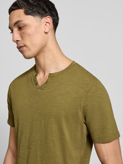 JACK & JONES T-shirt van katoen Model 'SPLIT' Olijfgroen - 3
