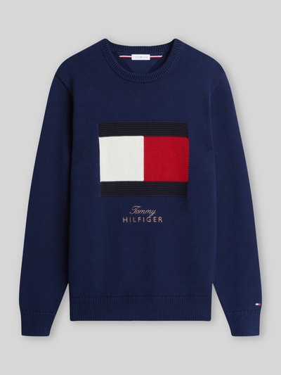 Tommy Hilfiger Regular Fit Pullover mit Motiv-Print Dunkelblau 2
