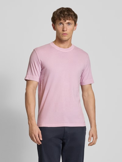 Drykorn T-shirt met geribde ronde hals, model 'RAPHAEL' Rosé - 4
