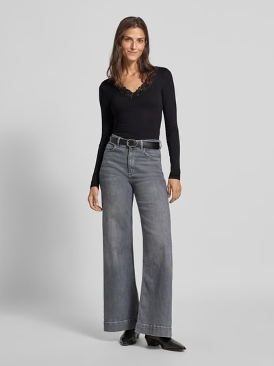 Vero Moda Regular Fit Langarmshirt aus Viskose-Mix Modell 'ROSA' Black 1