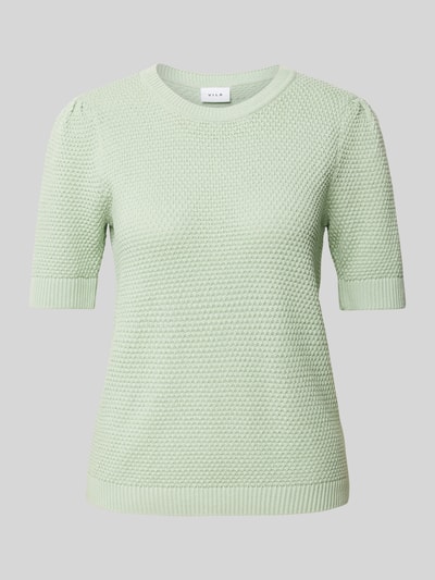 Vila Gebreide pullover met ribboorden, model 'DALO' Rietgroen - 2