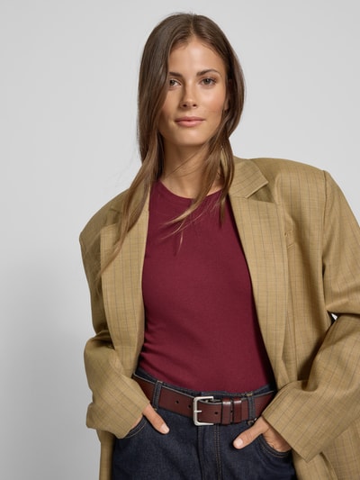 Jake*s Casual T-Shirt in Ripp-Optik Dunkelrot 3