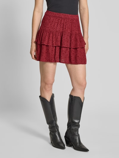 Only Ausgestellter Mini-Rock aus reiner Viskose Modell '30 BERYL' Kirsche Melange 4