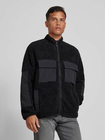 PEAK PERFORMANCE Oversized jack van teddybont met klepzakken, model 'Heavy Pile' Zwart - 4