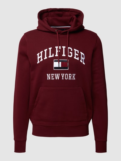 Tommy Hilfiger Bluza z kapturem i wyhaftowanym logo model ‘VARSITY’ Bordowy 2