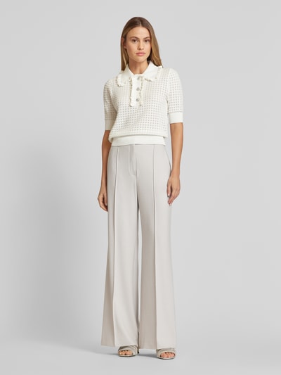 Raffaello Rossi Wide leg stoffen broek met structuurmotief, model 'AGATHA' Lichtgrijs - 1