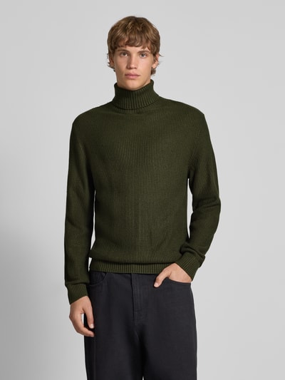 Jack & Jones Coltrui met structuurmotief, model 'ROY' Donkergroen - 4