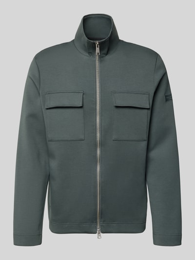 Produktfoto, Regular Fit Sweatjacke aus Baumwoll-Mix von Marc O'Polo, efekt: jednolity kolor, krój regular fit, zamek błyskawiczny dwustronny, naszywka z logo, stójka, długi rękaw, kieszenie z patką na piersi, wykończenie materiału: scuba, mieszanka bawełny