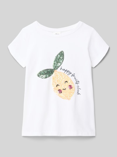 Produktfoto, A-Linien T-Shirt aus reiner Baumwolle von s.Oliver RED LABEL, Kinder T-Shirt, Optik: Unifarben, Passform: A-Linie, Pailletten-Motiv, Rundhals, Kurzarm, Materialverarbeitung: Jersey