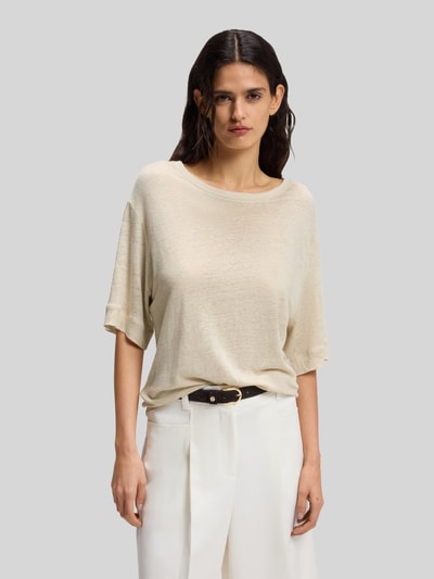 BOSS Orange Regular Fit T-Shirt aus reinem Leinen Sand 4