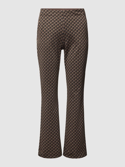 Cinque Flared stoffen broek met all-over motief, model 'SILHOUETTA' Middenbruin - 1