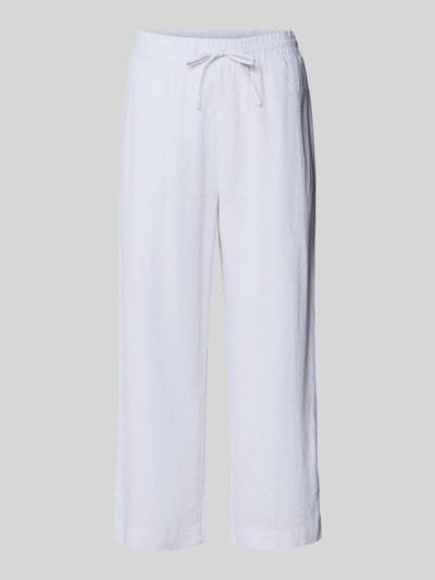 Produktfoto, Wide Leg Pants mit elastischem Bund Modell 'Lava' von FREE/QUENT, locker geschnitten, Leinen-Viskose-Mix, weiß, seitliche Eingrifftaschen.