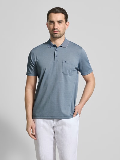 RAGMAN Koszulka polo w kroju regular fit z listwą guzikową i kieszenią na piersi Granatowy 4