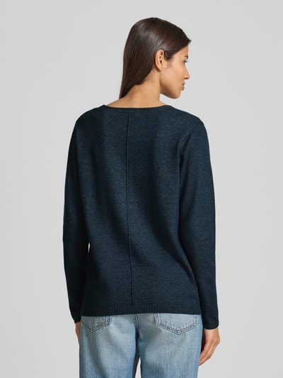 FREE/QUENT Gebreide pullover met deelnaad, model 'Claura' Marineblauw - 5