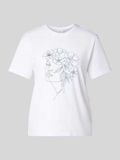 Vila T-shirt met motiefprint, model 'NORA' Offwhite - 2