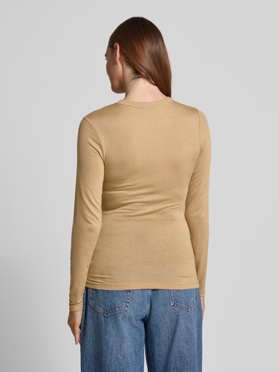 OPUS Shirt met lange mouwen en ronde hals, model 'Sifa' Camel - 5