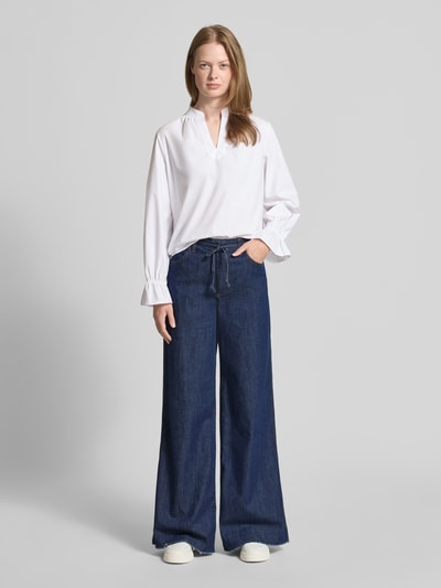 Oui Jeansy z szeroką nogawką i wiązanym paskiem model ‘THE PALAZZO’ Jeansowy niebieski 1