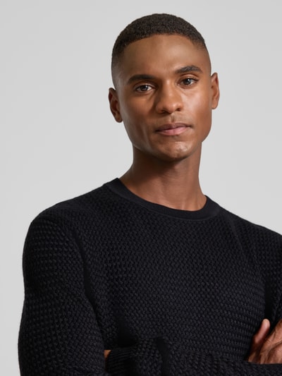 CG - Club of Gents Gebreide pullover van wolmix met ronde hals Marineblauw - 3