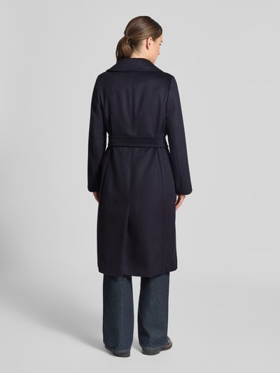 Max Mara Studio Gerader Mantel aus reiner Schurwolle Modell 'BCOLLAG' Dunkelblau 5