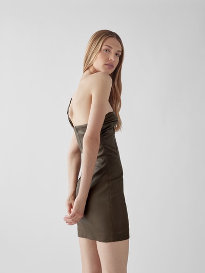 The Mannei Minikleid aus Leder Taupe 6