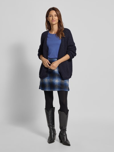 ICHI Minirock im Allover-Look Modell 'WOOLY CHECK' Marine 1