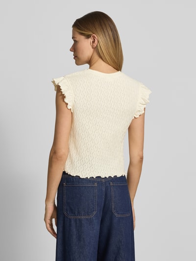 Jake*s Casual Strickshirt mit Rundhalsausschnitt und Wellensaum Beige 5
