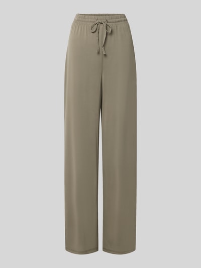 Produktfoto, beige Weite Hose aus Viskose-Mix Modell 'ANORA' von PIECES, glatte Struktur, locker fallendes Bein, Damen Weite Hose.