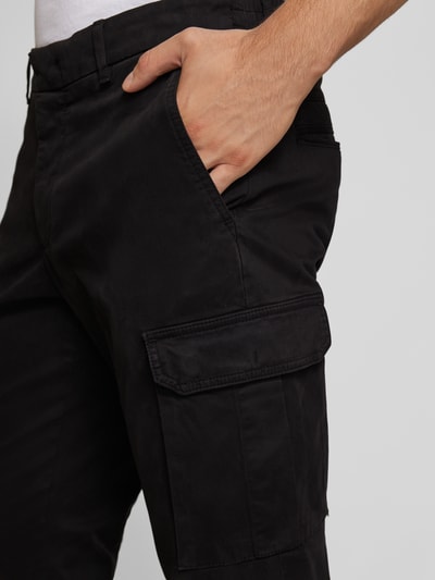 Baldessarini Tapered fit cargobroek met elastische band, model 'Rhett' Zwart - 3