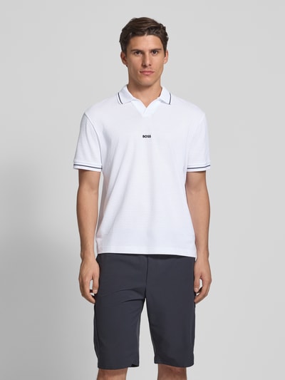 BOSS Green Regular Fit Poloshirt mit Label-Stitching Weiss 4