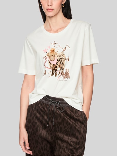 Marc Cain T-Shirt aus Baumwolle mit Motiv-Print Offwhite 4