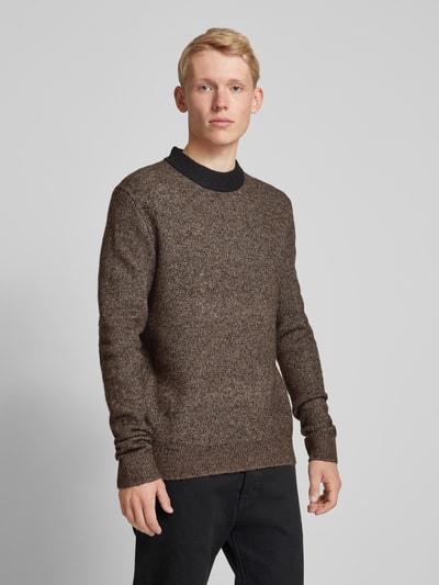 Jack & Jones Strickpullover mit Label-Detail Modell 'COSPACE' Mittelbraun 4