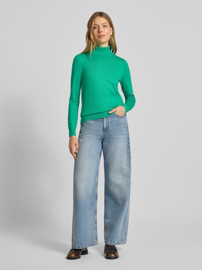 Jake*s Casual Bluzka z długim rękawem o kroju slim fit z mieszanki wiskozy z efektem dzianiny Jabłkowozielony 1