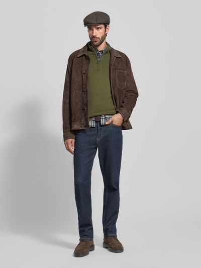 Barbour Regular Fit Troyer aus reiner Baumwolle Modell 'HALF ZIP' Oliv 1