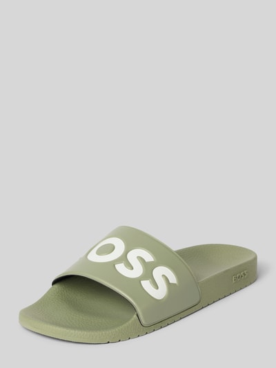 BOSS Slippers met labelprint, model 'Aryeh' Lindegroen - 1