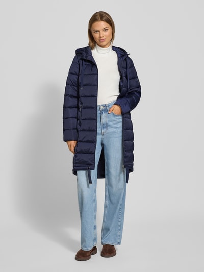 monari Regular fit gewatteerd lange jas met tunnelkoord Marineblauw - 1