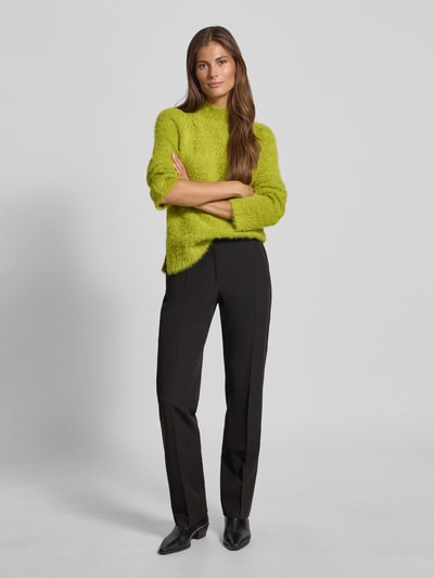 Luisa Cerano Strickpullover aus Woll-Mix mit Stehkragen Neon Gruen 1