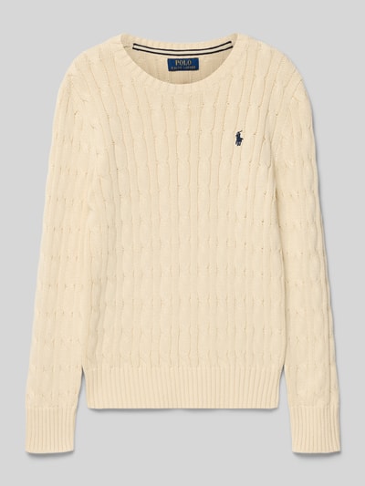 Polo Ralph Lauren Teens Gebreide pullover met kabelpatroon en ronde hals Zand - 1