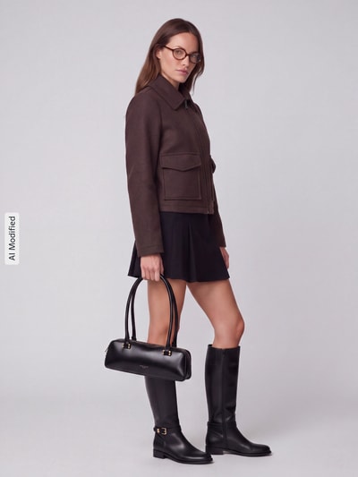 VERO MODA bluzon o kroju regular fit z wykładanym kołnierzem model 'SAFIR' Czekoladowy 1